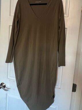Universal Standard Olive V-Neck Long Sleeve Dress